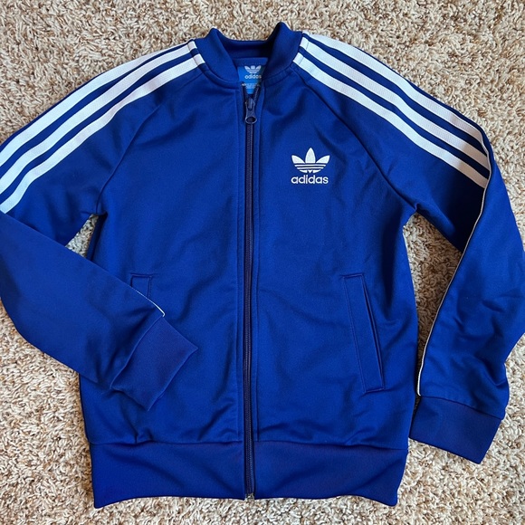 ADIDAS BOYS SIZE XS 7-8 FULL ZIP JACKET Excellent Condition Blue - Picture 1 of 6